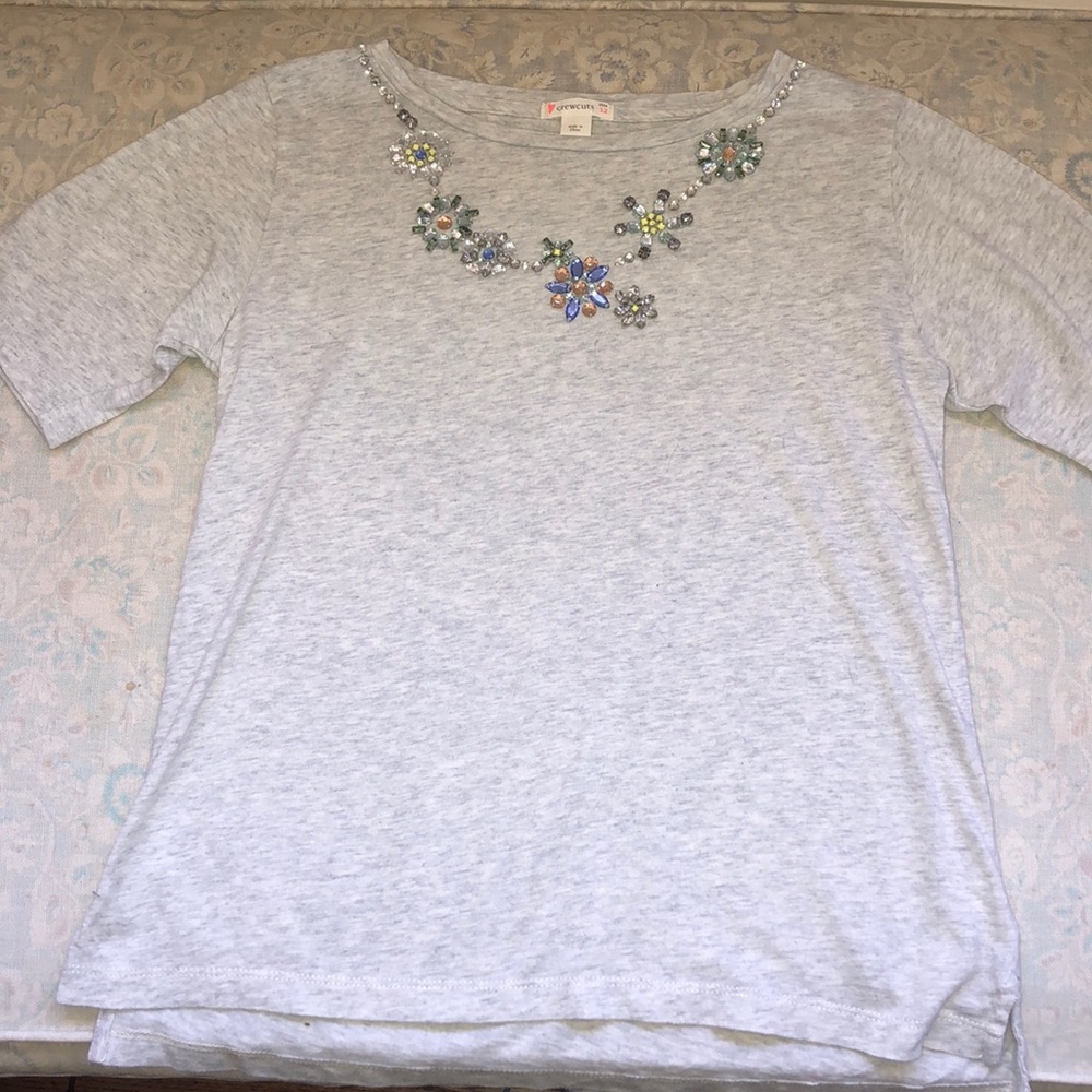 Adorable grey beaded top